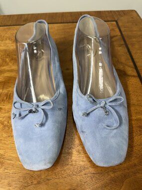 Sam Edelman Women’s 11 Blue Suede Marisol Leather Square Toe Ballet Flats Shoes
